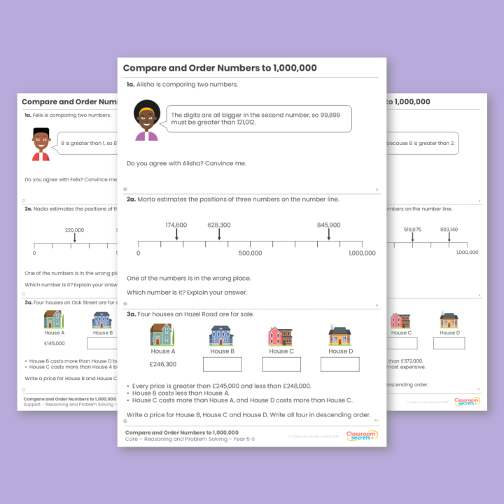 Year 5 Compare and Order Numbers to 1,000,000 Place Value Reasoning and Problem Solving