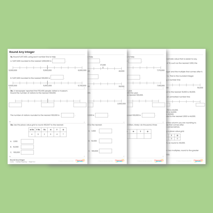 Year 6 Round Any Integer Place Value Varied Fluency