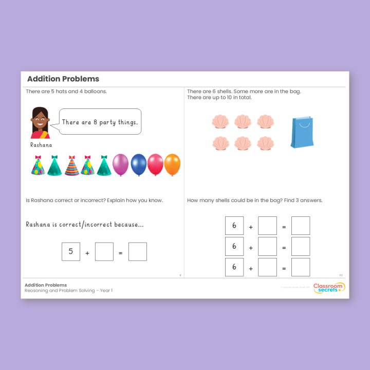 Year 1 Addition Problems Addition and Subtraction (within 10) Reasoning and Problem Solving