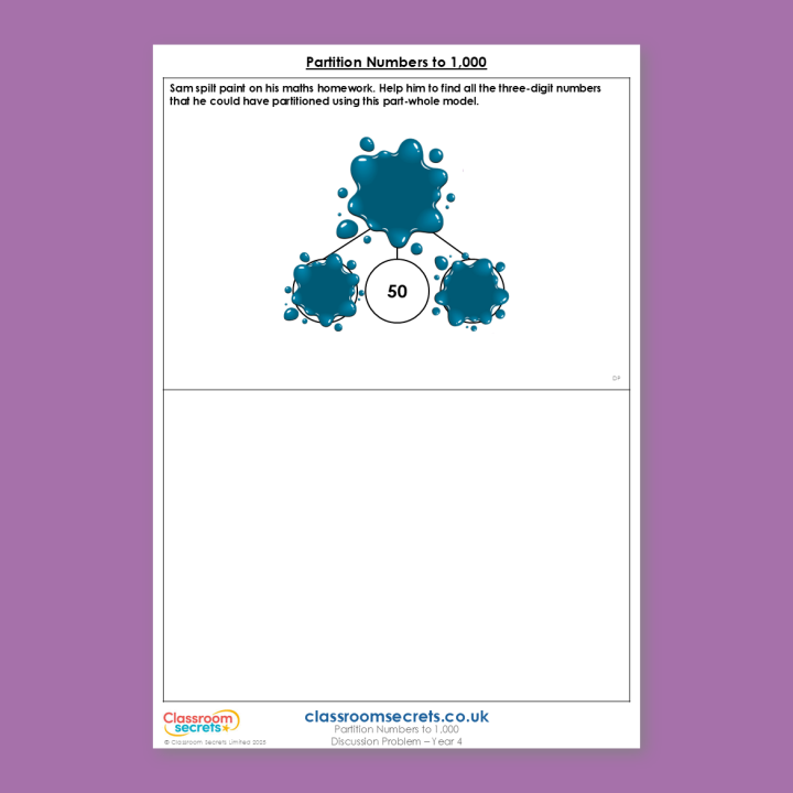 Year 4 Partition Numbers to 1,000 Place Value Deeper Reasoning Discussion Problem