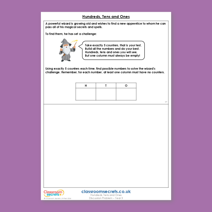Year 3 Hundreds, Tens and Ones Place Value Deeper Reasoning Discussion Problem