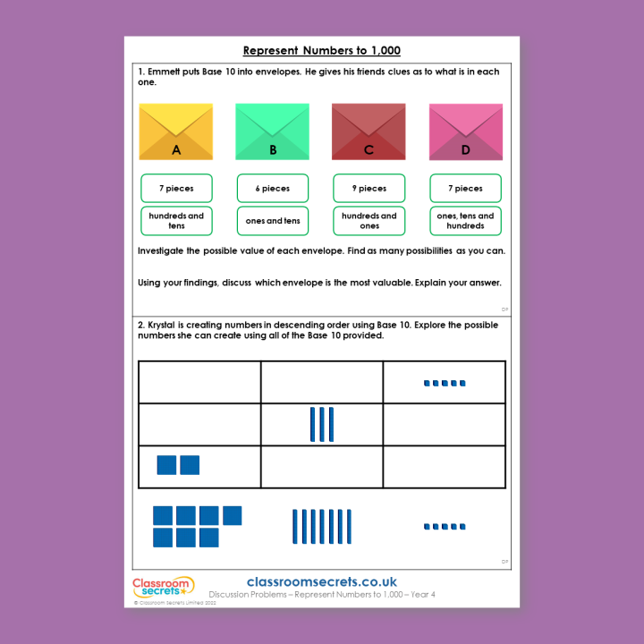 Year 4 Represent Numbers to 1,000 Place Value Deeper Reasoning Discussion Problem