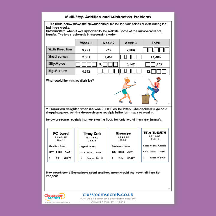 Year 5 Multi-Step Addition and Subtraction Problems Addition and Subtraction Deeper Reasoning Discussion Problem