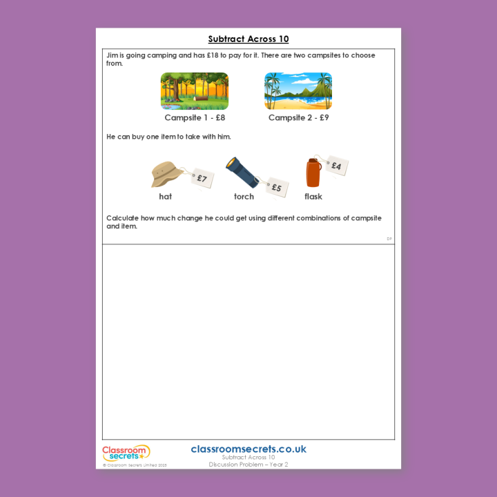 Year 2 Subtract Across 10 Addition and Subtraction Deeper Reasoning Discussion Problem